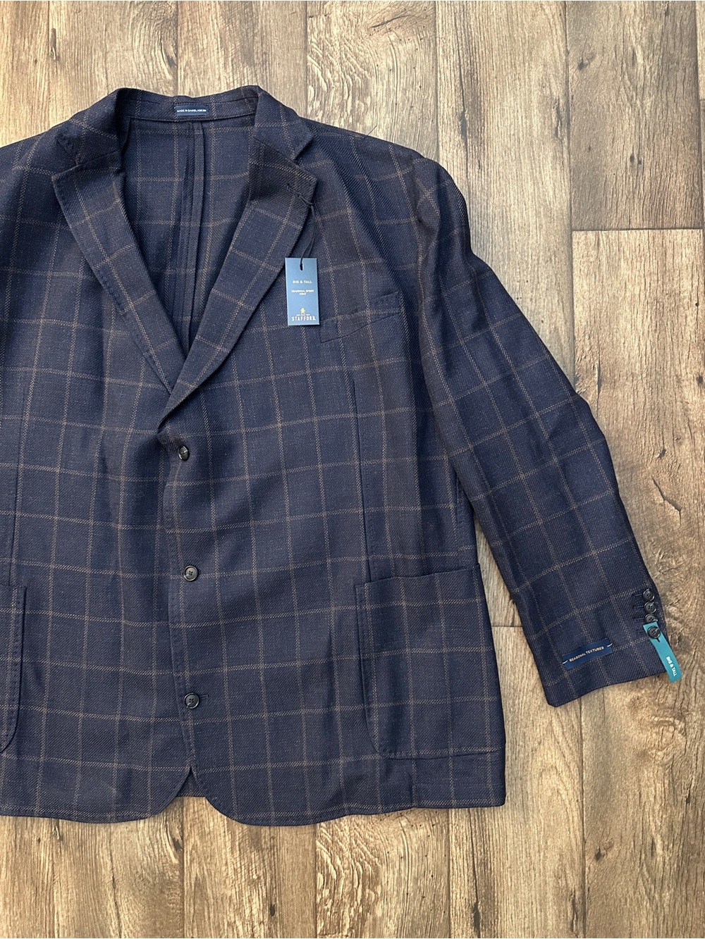 Stafford 60% Wool 40% Cotton Blend Unlined Sport Coat Blazer Men’s 60 Big L Navy